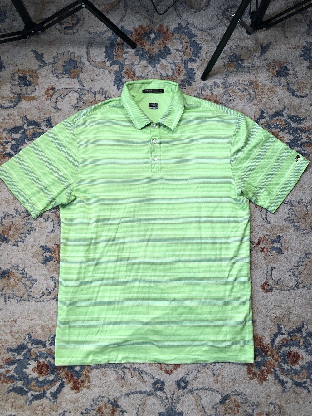 Tiger Woods Nike Shirt Mens XL Green Polo Golf Performance Stretch DriFit
